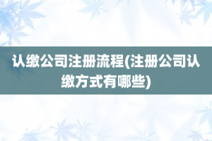 认缴公司注册流程(注册公司认缴方式有哪些)