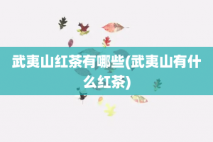 武夷山红茶有哪些(武夷山有什么红茶)