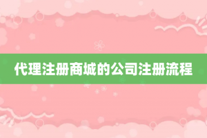 代理注册商城的公司注册流程
