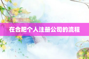在合肥个人注册公司的流程