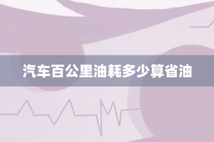 汽车百公里油耗多少算省油