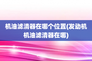 机油滤清器在哪个位置(发动机机油滤清器在哪)