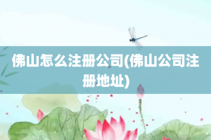 佛山怎么注册公司(佛山公司注册地址)