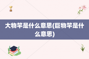 大物竿是什么意思(巨物竿是什么意思)