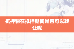 抵押物在抵押期间是否可以转让呢