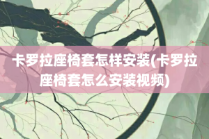 卡罗拉座椅套怎样安装(卡罗拉座椅套怎么安装视频)