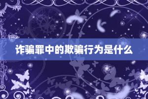 诈骗罪中的欺骗行为是什么