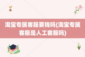 淘宝专属客服要钱吗(淘宝专属客服是人工客服吗)