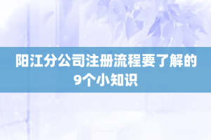 阳江分公司注册流程要了解的9个小知识