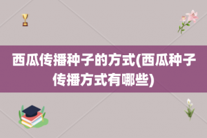 西瓜传播种子的方式(西瓜种子传播方式有哪些)