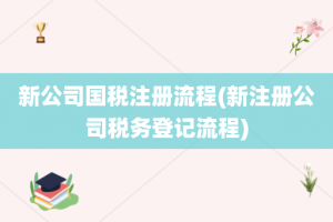 新公司国税注册流程(新注册公司税务登记流程)