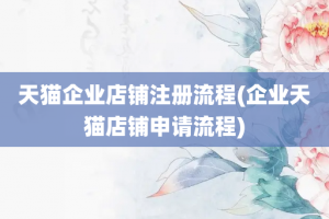 天猫企业店铺注册流程(企业天猫店铺申请流程)
