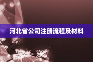 河北省公司注册流程及材料