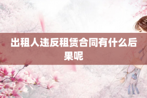 出租人违反租赁合同有什么后果呢