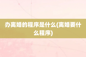 办离婚的程序是什么(离婚要什么程序)