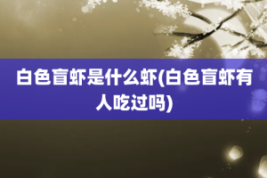 白色盲虾是什么虾(白色盲虾有人吃过吗)