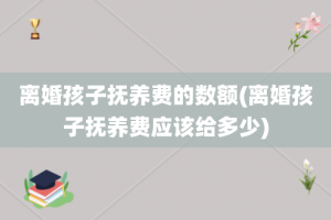 离婚孩子抚养费的数额(离婚孩子抚养费应该给多少)