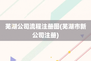 芜湖公司流程注册图(芜湖市新公司注册)