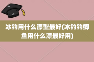 冰钓用什么漂型最好(冰钓钓鲫鱼用什么漂最好用)