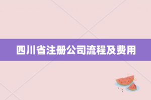 四川省注册公司流程及费用