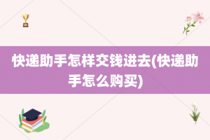 快递助手怎样交钱进去(快递助手怎么购买)