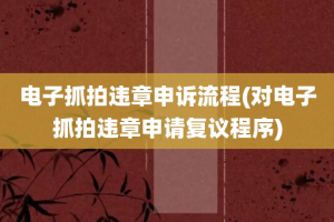 电子抓拍违章申诉流程(对电子抓拍违章申请复议程序)