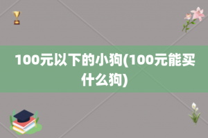 100元以下的小狗(100元能买什么狗)