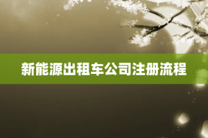 新能源出租车公司注册流程