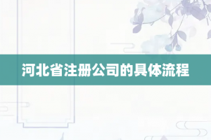 河北省注册公司的具体流程