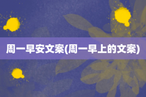 周一早安文案(周一早上的文案)