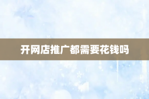 开网店推广都需要花钱吗
