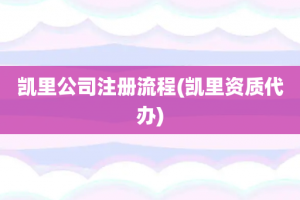 凯里公司注册流程(凯里资质代办)