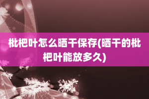 枇杷叶怎么晒干保存(晒干的枇杷叶能放多久)