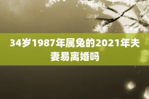 34岁1987年属兔的2021年夫妻易离婚吗