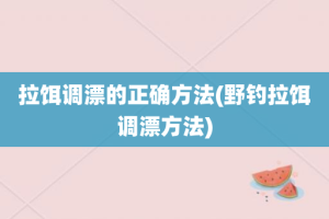 拉饵调漂的正确方法(野钓拉饵调漂方法)