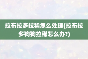 拉布拉多拉稀怎么处理(拉布拉多狗狗拉稀怎么办?)