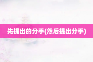 先提出的分手(然后提出分手)