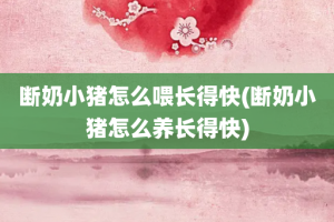 断奶小猪怎么喂长得快(断奶小猪怎么养长得快)