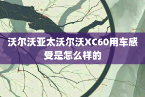 沃尔沃亚太沃尔沃XC60用车感受是怎么样的