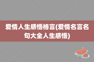 爱情人生感悟格言(爱情名言名句大全人生感悟)