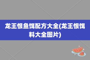 龙王恨鱼饵配方大全(龙王恨饵料大全图片)