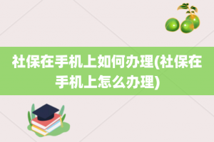 社保在手机上如何办理(社保在手机上怎么办理)