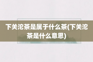 下关沱茶是属于什么茶(下关沱茶是什么意思)