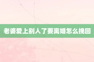 老婆爱上别人了要离婚怎么挽回