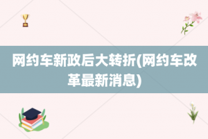 网约车新政后大转折(网约车改革最新消息)