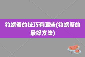 钓螃蟹的技巧有哪些(钓螃蟹的最好方法)