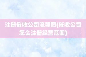 注册催收公司流程图(催收公司怎么注册经营范围)