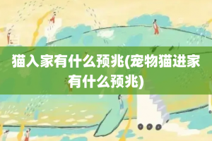 猫入家有什么预兆(宠物猫进家有什么预兆)