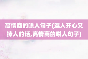 高情商的哄人句子(逗人开心又撩人的话,高情商的哄人句子)