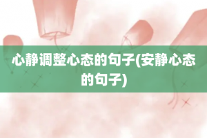心静调整心态的句子(安静心态的句子)